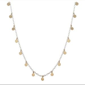 Me & Ro 10k gold discs on silver chain